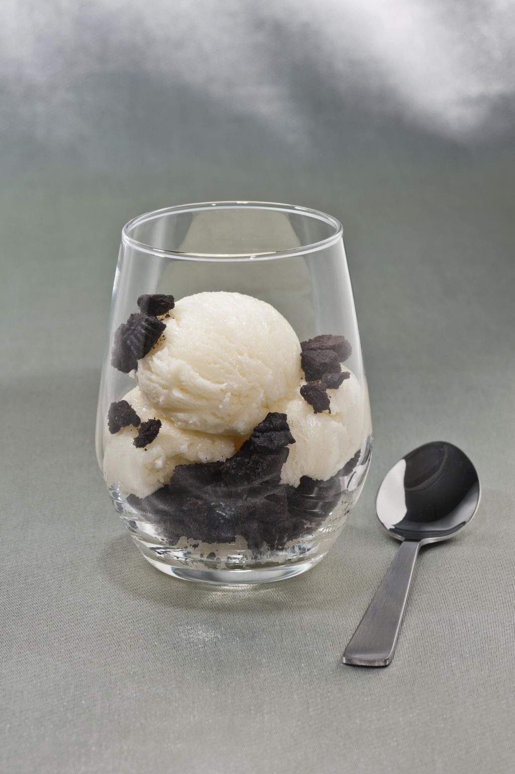 Cookies and Ice cream dessert in a glass