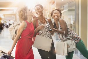 Women shopping together in mall