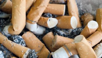 Close-Up Of Burnt Cigarettes In Ashtray
