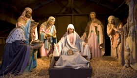 Nativity scene on the town common in Greenfield, MA
