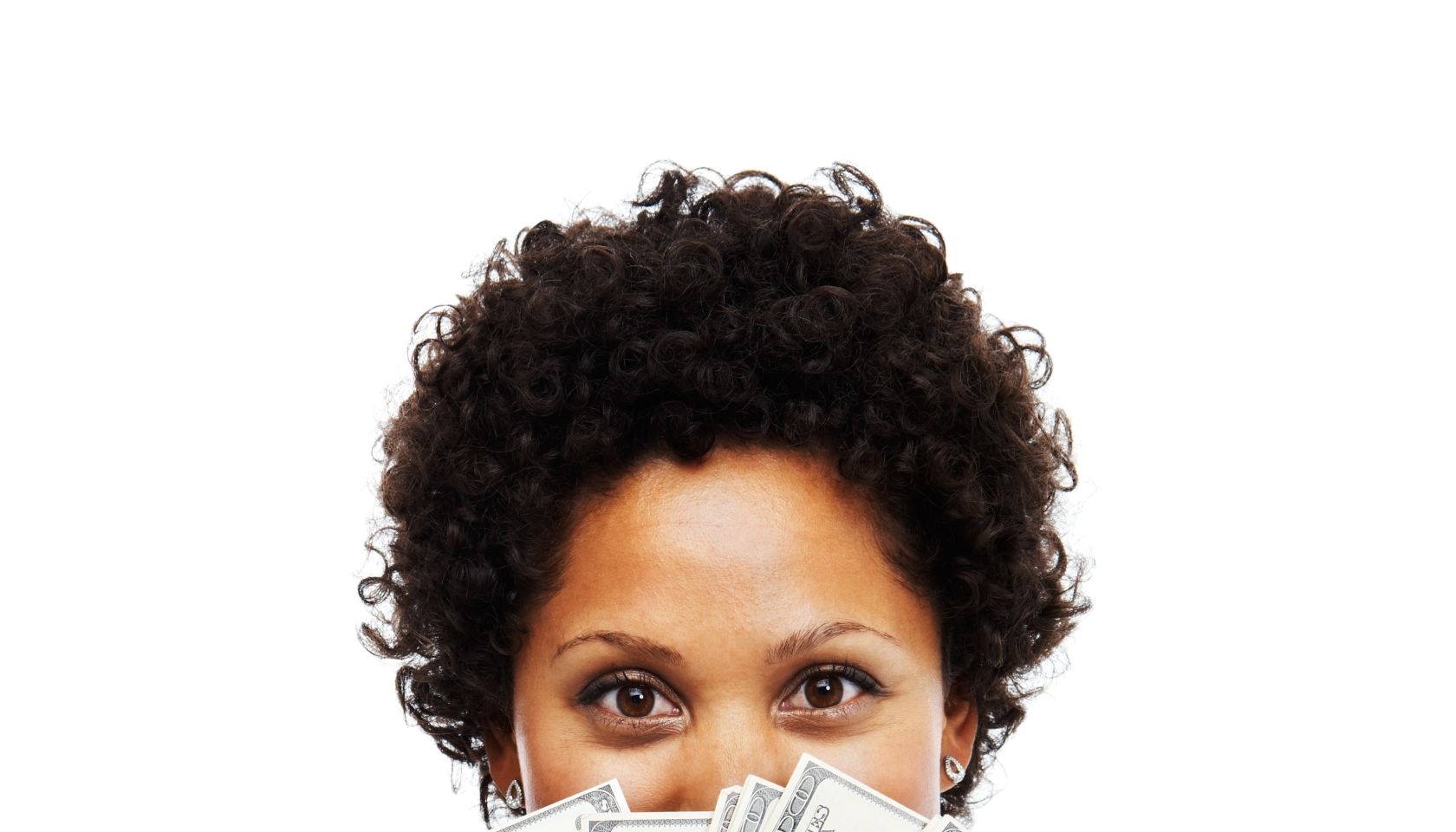 Portrait of an African woman holding US paper currency
