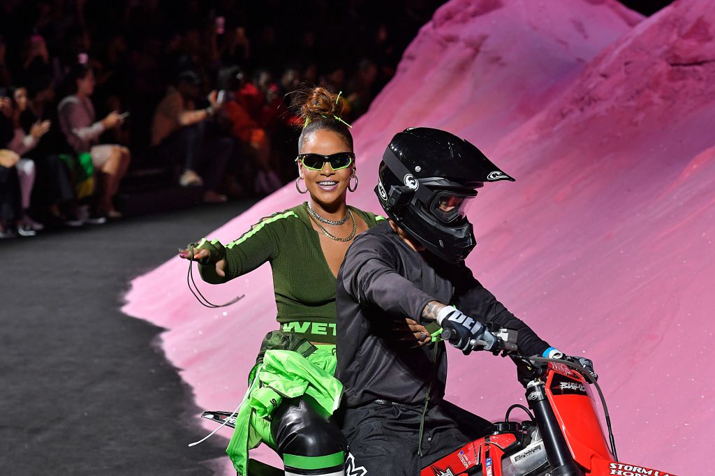 Rihanna Took Her 'Bows' at the Finale of the Fenty Puma by Rihanna Spring Summer 2018 Fashion Show on the Back of a Motorcycle.