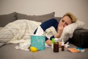 Sick Woman.Flu.Woman Caught Cold.