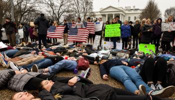 Students and their parents come from around the region to protest the lack of gun control in front of the White House, in Washington, DC.