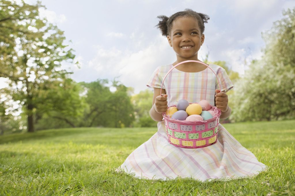 African girl holding Easter basket