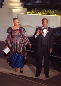 Actor and comedian Bill Cosby (R) and his wife Cam