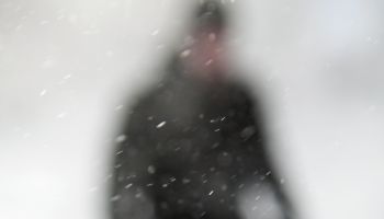 Silhouette in snowstorm