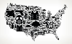 United States Map War and Modern Warfare Vector Icon Pattern