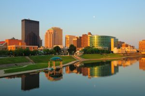 Dayton, OH skyline at sunrise
