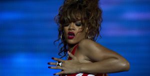 US singer Rihanna performs on stage at t