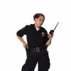 Female Officer Holding Radio With Hard on Gun