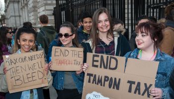 End the Tampon Tax protest held at Downing Street, London.