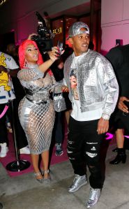 Nicki Minaj and Kenneth Petty arrive at Fendi Prints On at Fendi in Beverly Hills