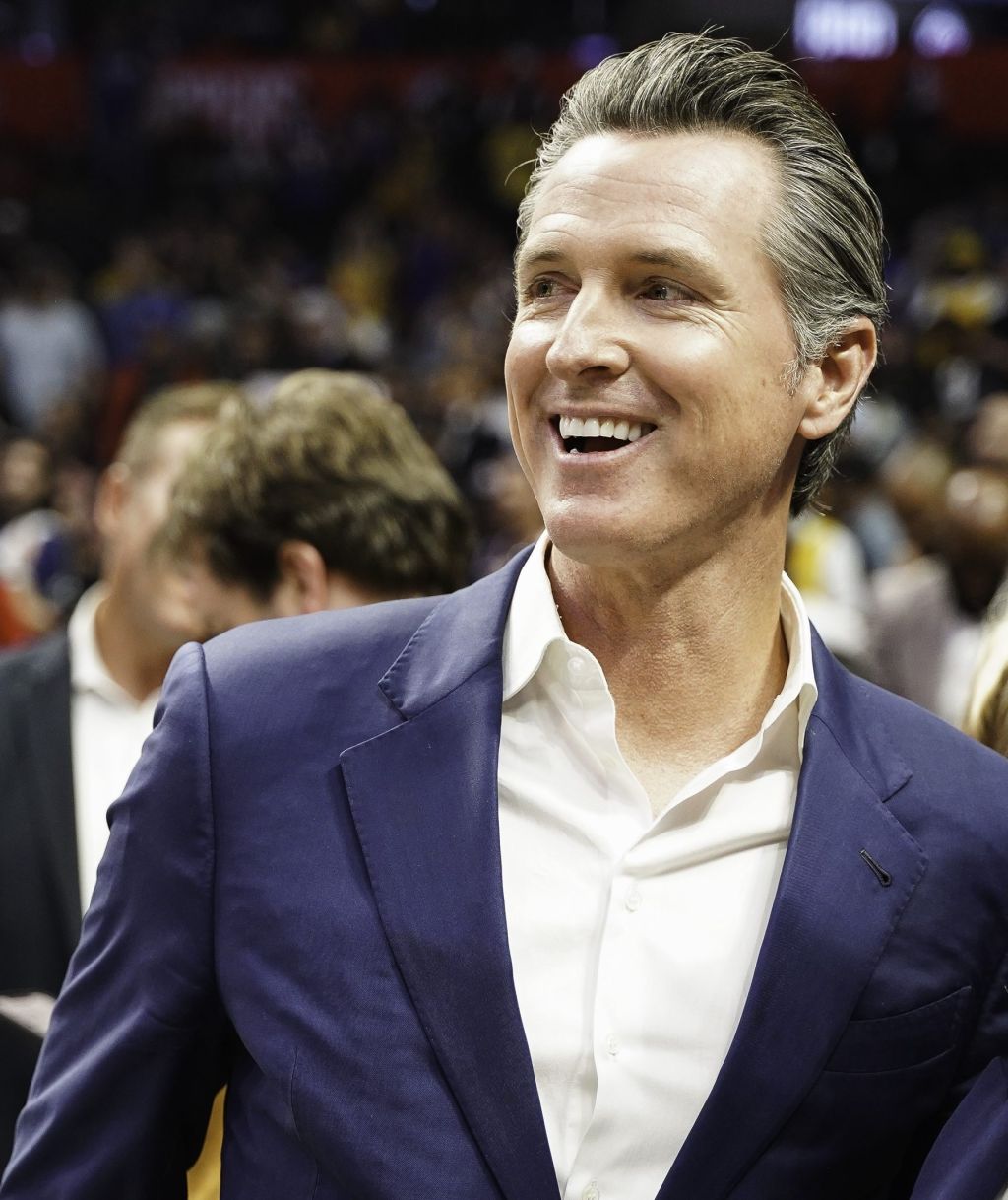 Governor of California Gavin Newsom at the opening game of the NBA season between the Los Angeles Clippers and the Los Angeles Lakers at the Staples Center