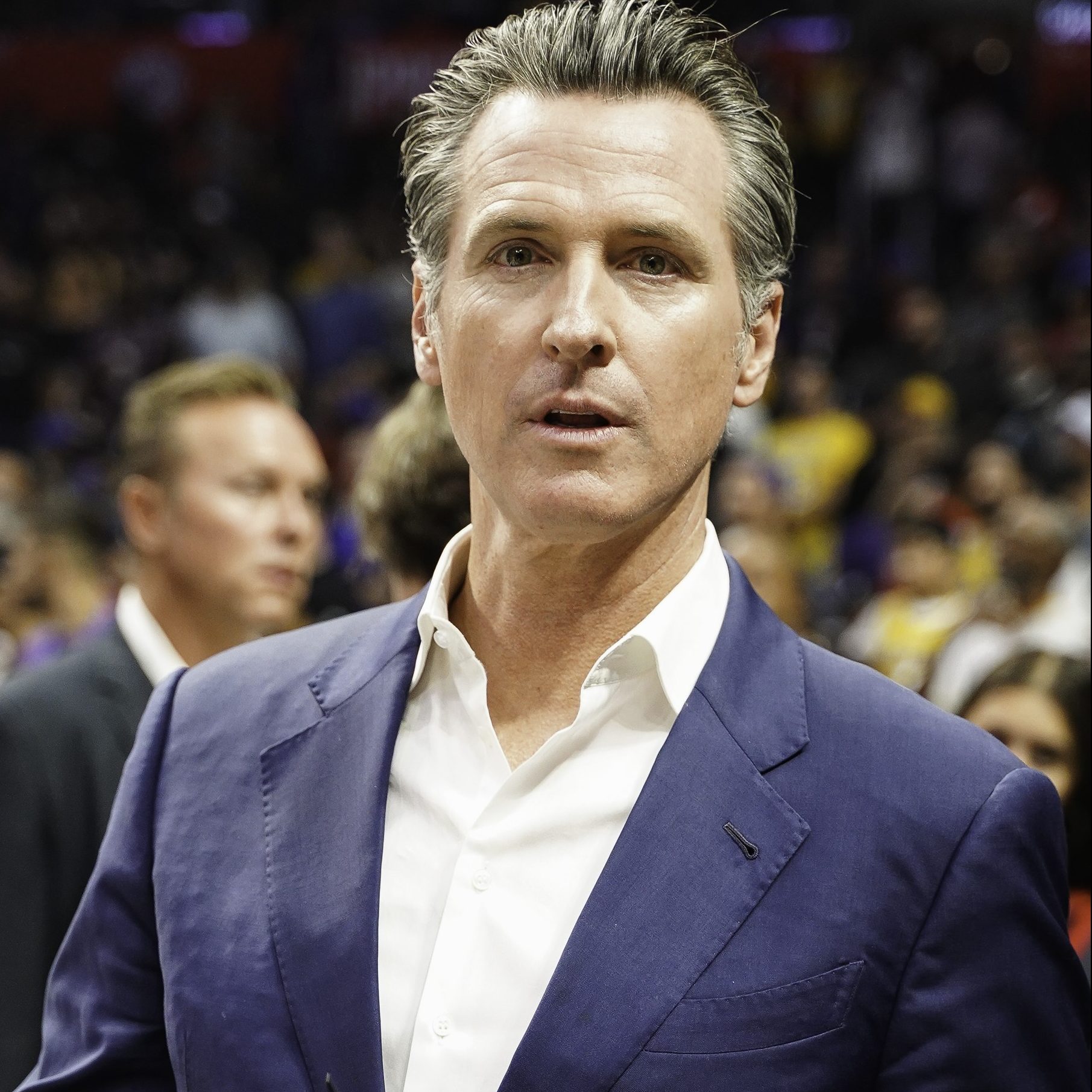 Governor of California Gavin Newsom at the opening game of the NBA season between the Los Angeles Clippers and the Los Angeles Lakers at the Staples Center