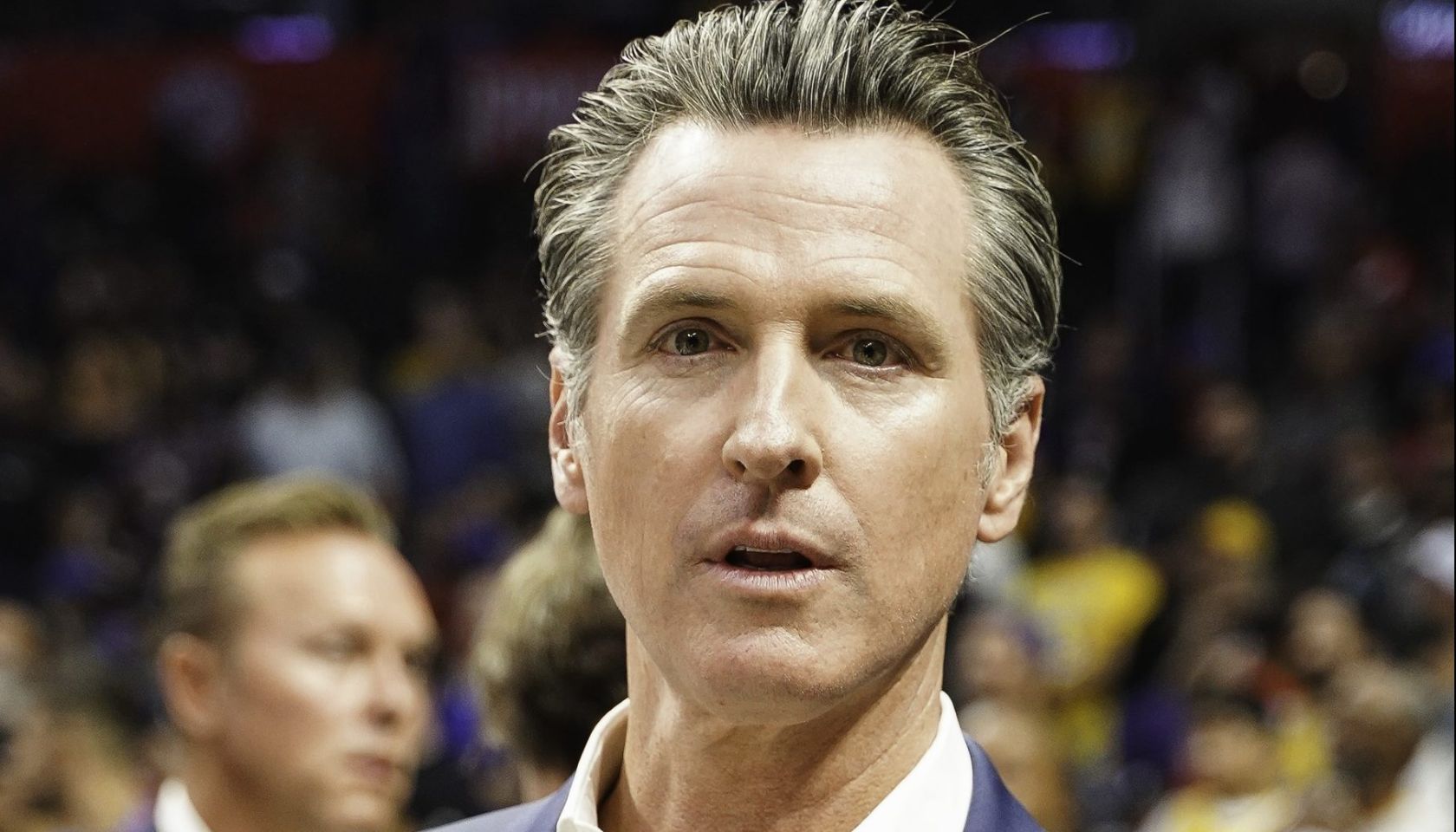 Governor of California Gavin Newsom at the opening game of the NBA season between the Los Angeles Clippers and the Los Angeles Lakers at the Staples Center