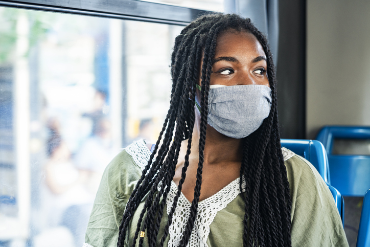 People using public transportation during pandemic corona virus