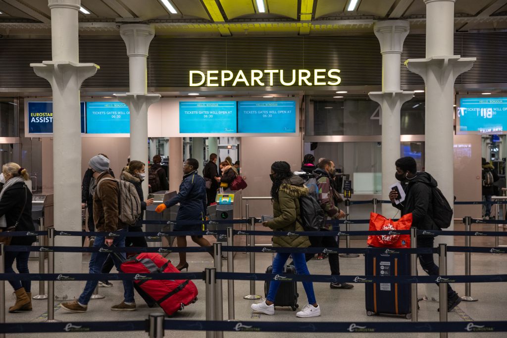 Travellers arrive for Eurostar to Paris