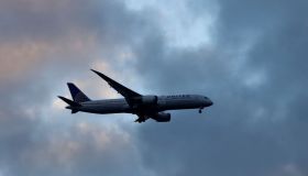 United Airlines Airplane on Approach to Newark Liberty Airport