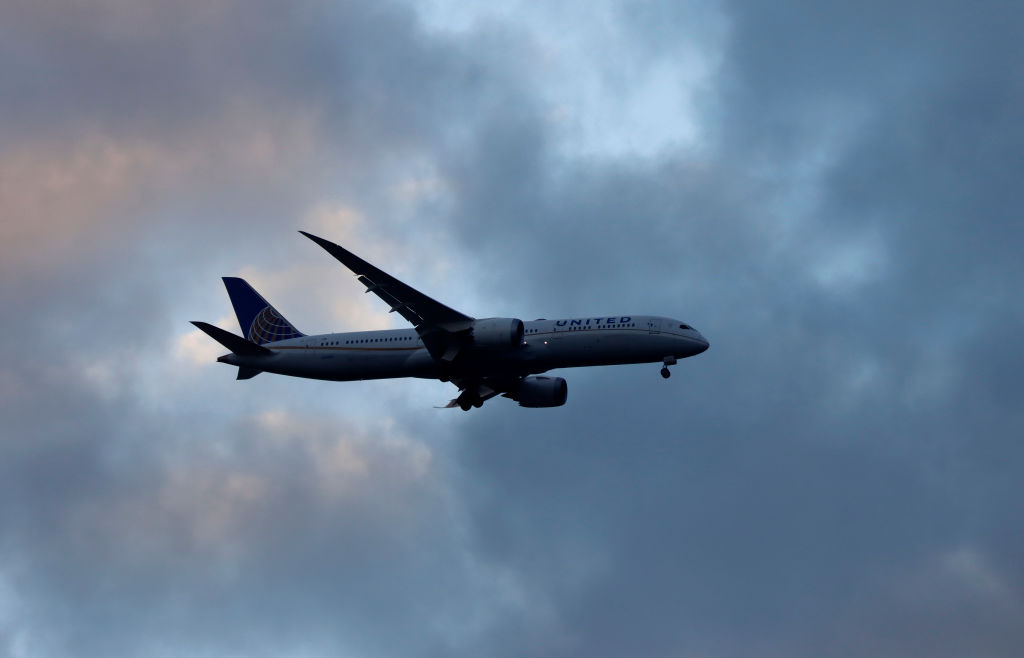 United Airlines Airplane on Approach to Newark Liberty Airport