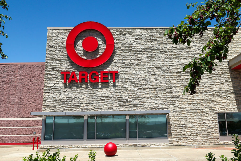 The bullseye logo is seen on the outside of a Target store...