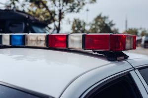 Emergency lights on a us police car