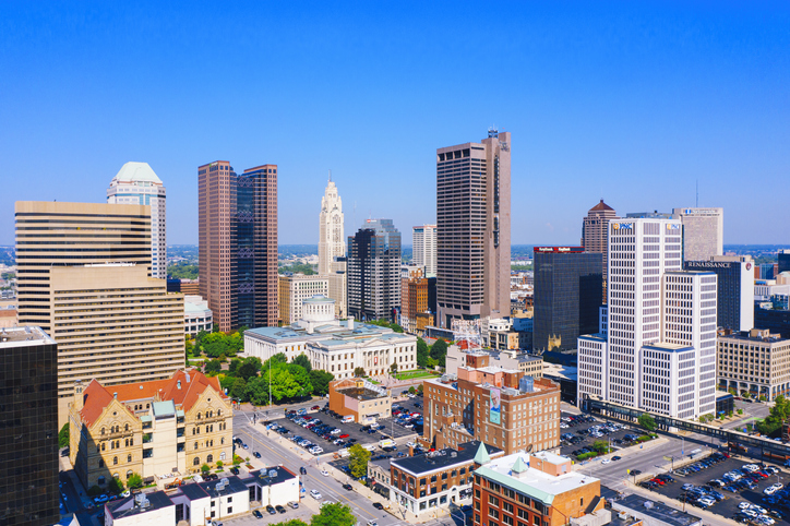 Aerial view of Downtown Columbus Ohio