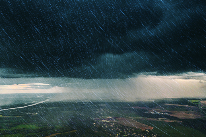 Thundercloud. Rain. Raindrops. Aerial view. Drone photography