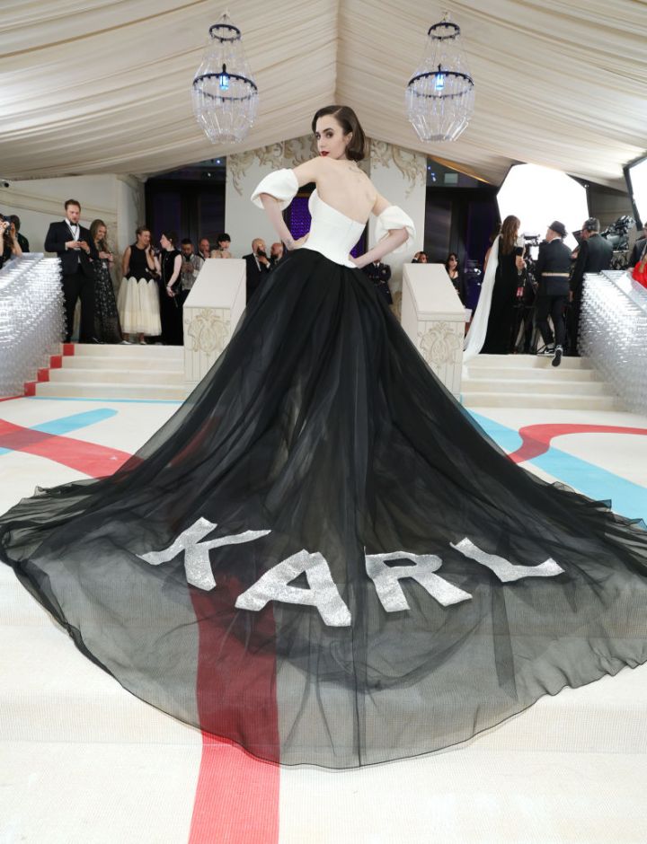 Lily Collins at The 2023 Met Gala Celebrating "Karl Lagerfeld: A Line Of Beauty"