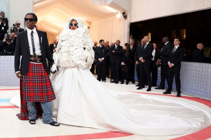 A$AP Rocky and Rihanna at The 2023 Met Gala Celebrating "Karl Lagerfeld: A Line Of Beauty"