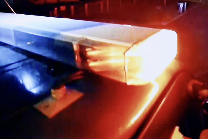 Flashing strobe lights on a police vehicle