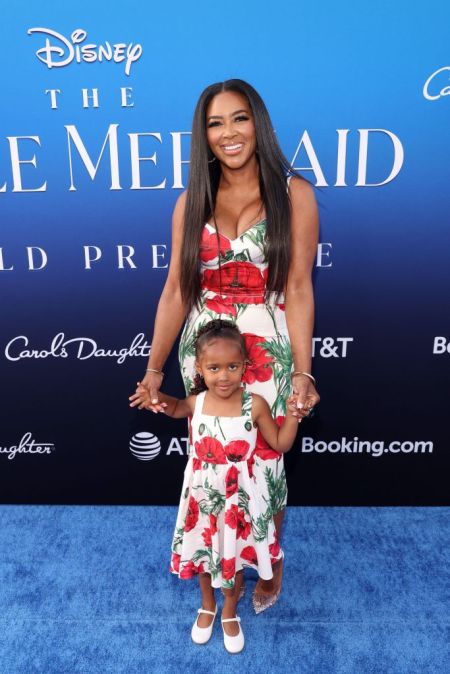 Kenya Moore and her daughter Brooklyn at the World Premiere Of Disney's "The Little Mermaid"