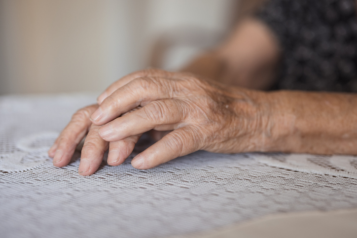 Close-up of senior woman's hands