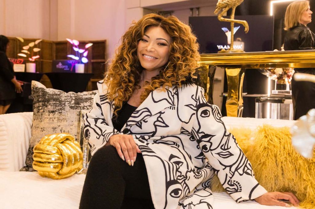 Tisha Campbell visits the Backstage Creations Gifting Suite benefitting the Television Academy Foundation for the 75th Emmy Awards