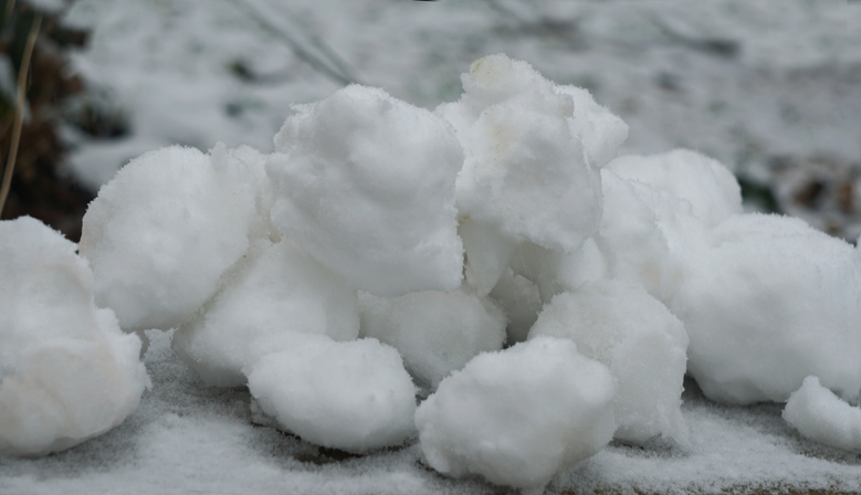 There is a round snowball.