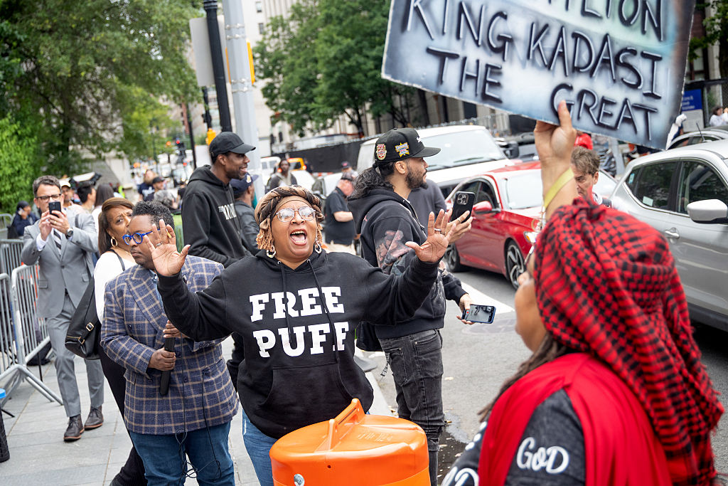 Outside the Sean "Diddy" Combs federal trial in New York City