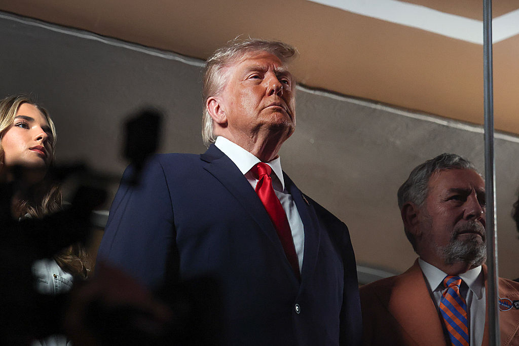 President Trump Watches Knicks-Spurs Game At Madison Square Garden