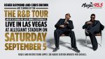 Usher Raymond and Chris Brown seated in chairs, promoting "The R&B Tour" live in Las Vegas at Allegiant Stadium on Saturday, September 5.